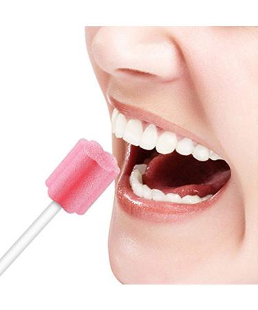 100PCS Unflavored Sterile Disposable Mouth Swabs Sponge - Pink Dental Swabsticks for Mouth Cleaning - Buy Online on GoSupps.com