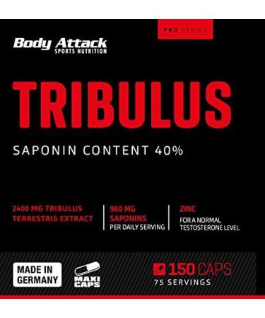 Body Attack Tribulus Extract - 150 Capsules | High-Dose 1600mg Tribulus Terrestris with B5 & Zinc | Made in Germany for Athletes - Buy Online on GoSupps.com