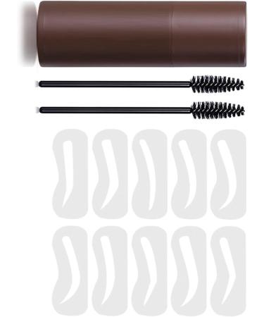 Verdant Touch Eyebrow Stamp Shaping Kit - 10 Stencils & 2 Brushes - Waterproof & Sweatproof - Long Lasting Eyebrow Makeup Powder - Dark Brown - Buy Online on GoSupps.com