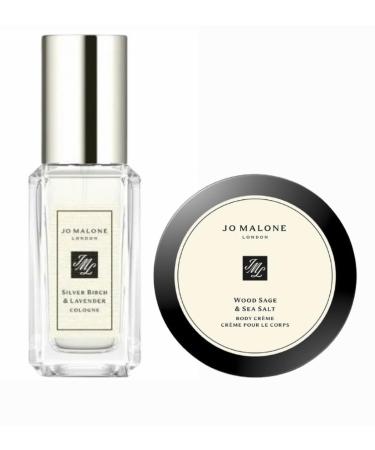 Jo Malone Silver Birch & Lavender Cologne and Body Cream Women Perfume .3 fl oz / 9mL Holiday Set Travel Size