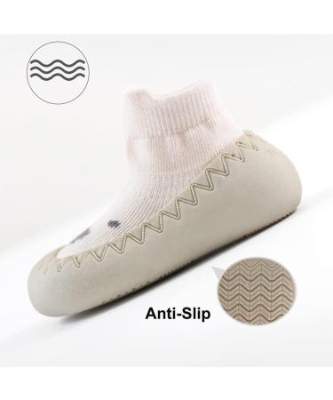 Soft Sole Toddler Sock Shoes for Baby First Walking | Grips for Boys Girls 18-24 Months Beige - Buy Online on GoSupps.com