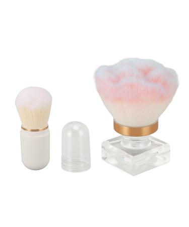 Retractable Kabuki Makeup Brush Duo with Soft Bristles Ergonomic Handle Durable for Blush and Loose Powder Compact and Portable