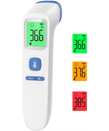 Fieberhermometer contactless stirthermometer digital infrared thermometer for babies and adults with immediate exact measured values fever alarm LCD display and 35 memory call (blue) - Buy Online on GoSupps.com
