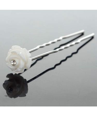 Yantu Women's Flower Hair Pins for Wedding - 20 Pcs White Bridal Hair Accessories - Buy Online on GoSupps.com