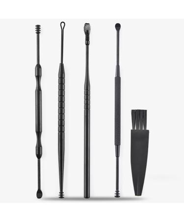 5 in 1 Ear Pick Earwax Removal Kit with Storage Box and Cleaning Brush - Black - Buy Online on GoSupps.com
