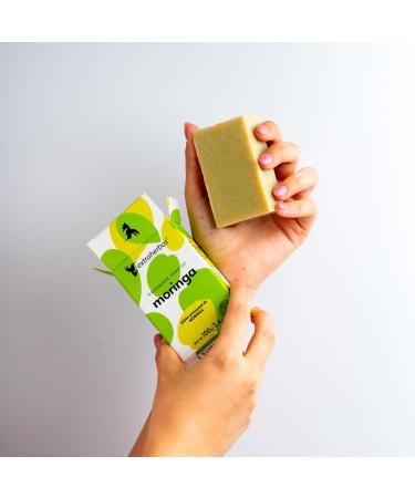 Moringa Soap 100g - Natural Anti-Aging Facial Cleanser | Moisturizing with Moringa Leaf & Coconut Oil for Dry Skin - Buy Online on GoSupps.com
