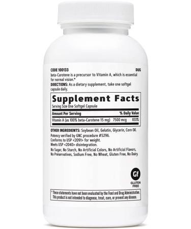 GNC Beta-Carotene 15mg Softgels - Essential Precursor to Vitamin A for Normal Vision | 360 Count - Buy Online on GoSupps.com