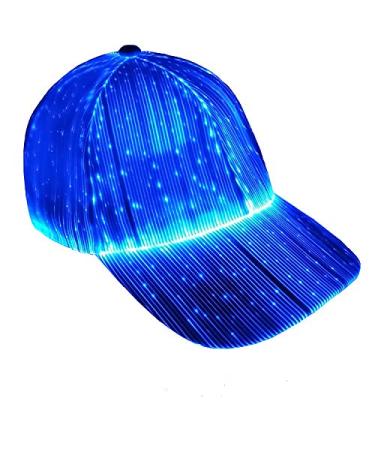 Ruconla Fiber optic cap LED hat with 7 colors luminous glowing EDC baseball hats USB Charging light up caps even party led christmas cap for event holiday