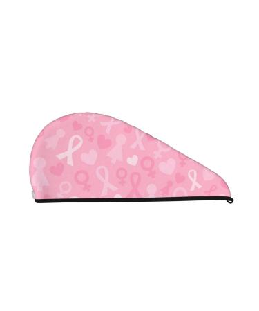 Breast Cancer Awareness Microfiber Hair Towel Soft Super Absorbent Hair Towel Wrap for Women Coral Velvet Quick Dry Hair Cap for Long Curly Short and Thick Hair - Breast Cancer Awareness One Size