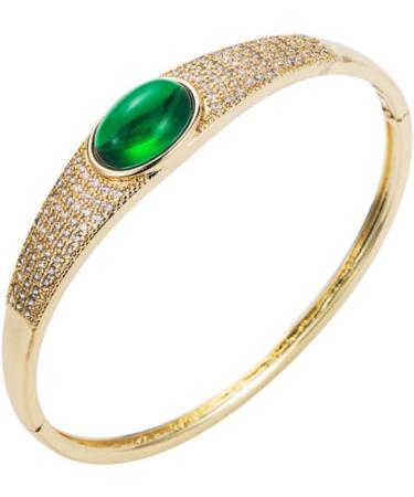 Shop Solustrious Microg-Paved Zirconia Bracelet for Women | Vintage Gemstone & Gold-Plated Copper Bangle - Buy Online on GoSupps.com
