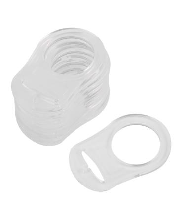 10 Pieces Silicone Transparent Baby Dummy Buttons Pacifier Holder Clip Adapter Baby Nipple Rings (Transparent)