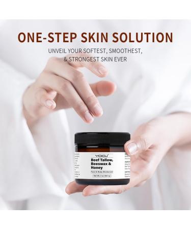 Beef Tallow and Honey Face Moisturizer for Face & Body - Organic Beef Tallow Moisturizer with Tallow and Beeswax & Honey Beef Tallow for Skin Intensive Hydration - Vitamins(B1 A D E & K) 2oz - Buy Online on GoSupps.com