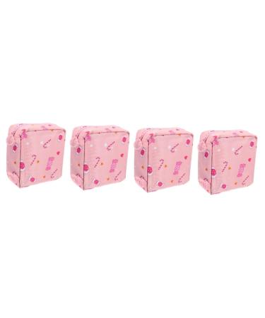 Lurrose 4 pieces of aunt's towel-keeping bag pocket for menstruation taps tampon holder travel mini-house sanitary holder menstrual holder girl polyester women rosax4stk 13x13x5cmx4pcs
