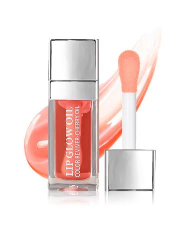 Hydrating Lip Glow Oil  Moisturizing Lip Oil Gloss Transparent Toot Lip Oil Tinted Non-Sticky Nourishing Long Lasting Repairing Lightening Lip Lines and Dry Lips Lip Care Products PINK 0.2 OZ
