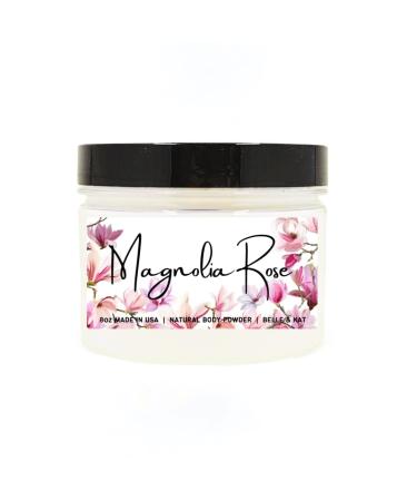 Body Powder for Men & Women Scented Magnolia Rose Perfume Dusting Powder Bath Powder with Fragrance & Essential Oils Talc Free 8oz Container Made in USA Magnolia Rose (Body Powder)