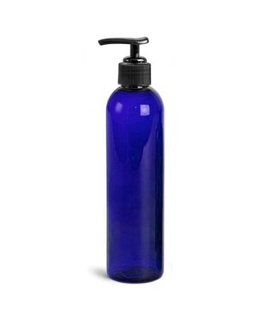 8oz Bullet Round Massage Oil/Lotion/Liquid Bottle with Saddle Pump (Blue 1)