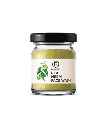 Brillare Real Neem Facial Cleanser, Face Wash for Oily Skin, with Bergamot Powder, for Acne Prone Skin, Paraben & Sulfate-Free, Complete Natural Skincare from India, for Men & Women, 15gm Neem face wash