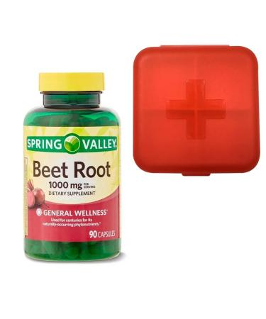Spring Valley Beet Root 90 Capsules 1000mg Premium Pill Case