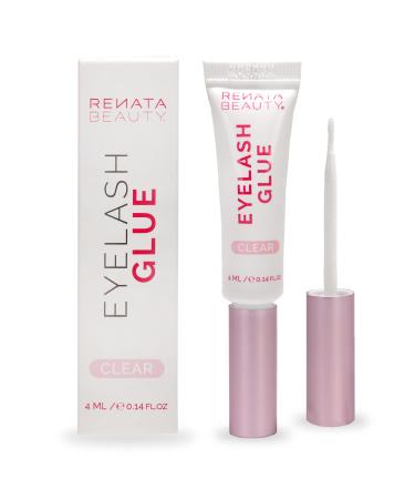Renata Beauty Lash Glue for False Eyelash Extensions   24 Hour Transparent Glue for False Lashes   Waterproof Cluster Lash Glue with Dual Function Flexible Brush Tube   Compatible with Glue Remover