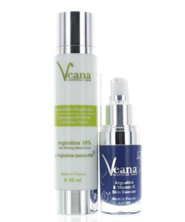 Argireline 10% cream + serum (50ml + 15ml) can reduce the wrinkle depth and facial expressions eye and lip wrinkles anger lines- argireline vitamin C hyaluronic acid booster in the pow Package.
