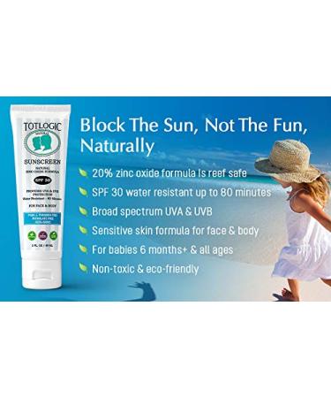 TotLogic Natural Mineral Sunscreen for Kids SPF 30 3 oz | Biodegradable & Reef Safe Zinc Oxide | Organic Sunblock for the Whole Family | Hypoallergenic & Water Resistant - Buy Online on GoSupps.com