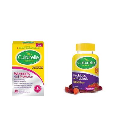 Culturelle Women's 4-in-1 Probiotics for Women Digestive & Vaginal Health with Daily Probiotic Gummies for Men & Women Digestive Health 52 Count