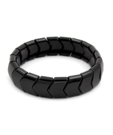 Power Ionics Black Tourmaline Bracelets for mens Black Tourmaline Jewelry Black Tourmalines Beads Bracelet Stretch Bracelet Wristband Adjusttable (Black) Black(Close to Dark Gray)
