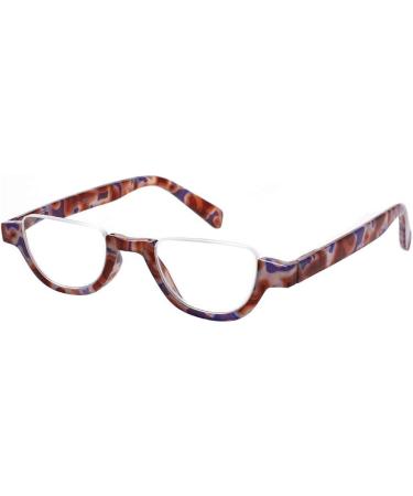 Colorful Fashion Half Moon Frame Reading Glasses - 4 Pairs (2.5x) for Men & Women | Spring Hinge Readers - Buy Online on GoSupps.com