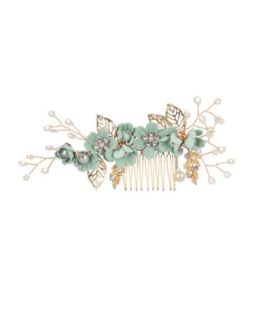 Wedding Hair Comb Rhinestone Clip Headpiece Crystal Bridal Hair Accessories (Green) - Buy Online on GoSupps.com