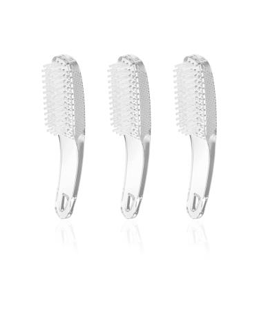 KLDKUST 3Pcs Nail Cleaning Brushes  Thick Handle Hand Fingernail Clean Brush Manicure Tools Scrub Cleaning Brushes for Toes and Nails (Clear)