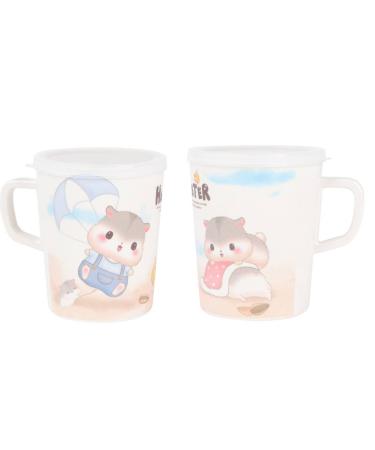 2PCS Mug Cup  300ML Children Baby Bamboo Fiber Cute Mug Cartoon Drinking Cup With Lid Children Unbreakable Drinking Cup With Handle
