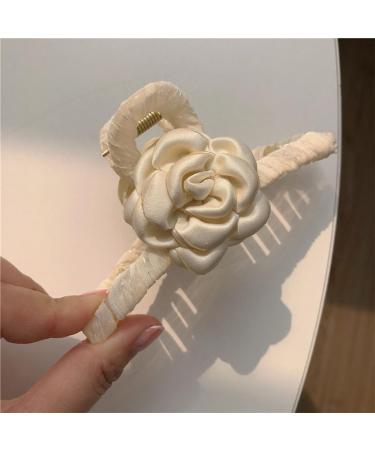 Limtula Cute Camellia Flower Hair Clip Camellia Gorgeous Teens Hairpin Sweet Handmade Hairpin Accessories for Women Milky white - Buy Online on GoSupps.com