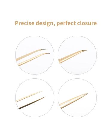 Lash Extension Tweezers: Fiber Tip, Professional Artist Tech Kit for Volume Eyelash Extensions - Golden Fine Tweezers - Buy Online on GoSupps.com