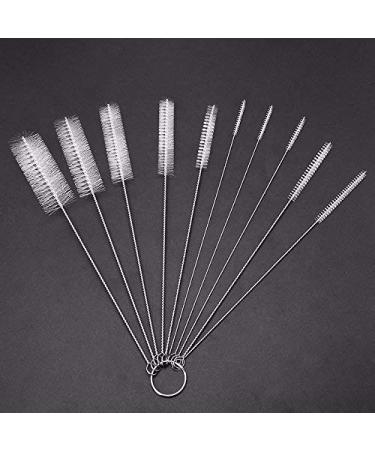 Lautechco 10Pcs/set Household Bottle Tube Cleaning Brush Set Home Kitchen Clean Tool White