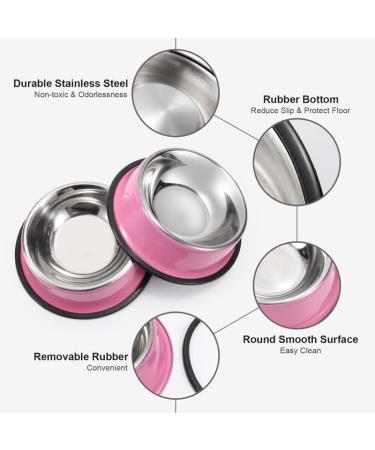 WERFORU 2 Pieces Dog Bowls Stainless Steel Dog Cat Bowls Pet Bowls For Feeding Water and Food Pink Medium Size M (2 Count) A-pink - Buy Online on GoSupps.com