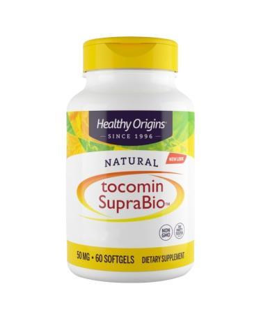 Healthy Origins Natural Tocomin SupraBio 50mg 60 Softgels Laboratory Tested Vitamin E Gluten Free Soy Free Non-GMO - Buy Online on GoSupps.com