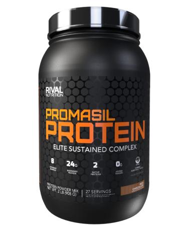 Rivalus Promasil Milk Chocolate 2lb - 8-Source Protein Blend Including Native Whey Isolate Native Micellar Casein Egg Sustained Delivery Clean Nutrition Profile No Banned Substances Chocolate 907 g (Pack of 1)