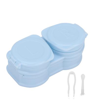 Contact lens box storage set for contact lenses soak robust and durable for working at home for the on the go for the office (blue)