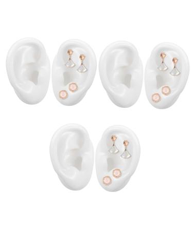 Hemoton 3 Pairs Artificial Ears Ear Practice Piercing Acupuncture Ear Model Silicone Ears Fake Ear Model lab Ear Model Human Ear Model Ear Models Soft 3D Human Body White Nose