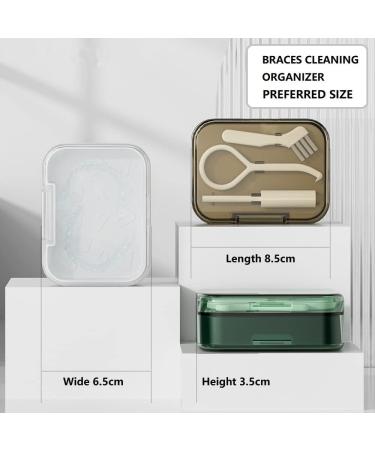 Buy Lomso Prostheses Retainer Cleaning Set - Portable Denture Container & Brush | Travel-Friendly Green Retainer Cleaner for Soaking & Storage - Buy Online on GoSupps.com