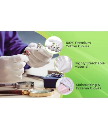 24 pcs White Cotton Moisturizing Gloves for Eczema & Dry Hands | Breathable for Art, Photography, Archival, Coin Handling - Buy Online on GoSupps.com