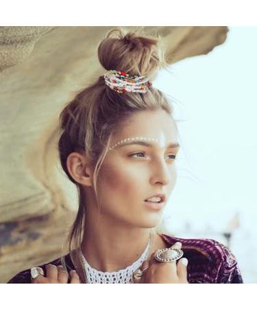 Brinie Beaded Boho Hair Ties - Champagne Weave Scrunchies (Pack of 2) - Buy Online on GoSupps.com