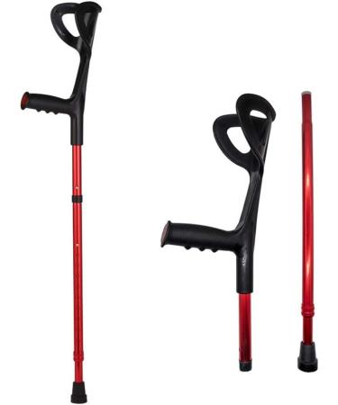 VISIONU Lightweight Foldable Forearm Crutch | Aluminum Walking Stick | Height Adjustable Ergonomic Handle | Comfortable Grip | Red - Buy Online on GoSupps.com