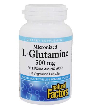 Natural Factors Micronized L-Glutamine 500 mg 90 Vegetarian Capsules