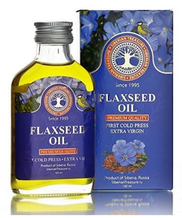Siberian Flaxseed Oil, Premium Quality, Extra Virgin, First Cold Press Flaxseed Oil, 100 ml (3.4 Fl Oz)