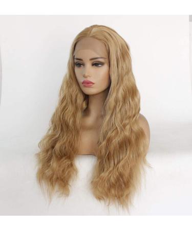 BGHJUE N Wig Medium Golden Long Roll Short Synthetic Wig Blend 50% Human Hair Soft Smooth Heat Resistant Cut Hair Wigs For Women