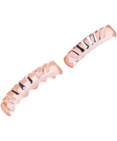 Alloy Hip Hop False Teeth Set - Upper & Lower Rose Gold Teeth for Halloween Parties & Fashion Shows - Buy Online on GoSupps.com