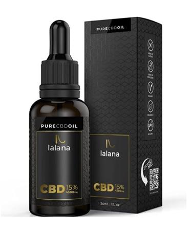 LALANA CBD Oil - Organic CBD Oil 15% WITH MCT | 30ml | 4500mg | Enhanced Formula - MCT (Coconut) Oil Curcumin & Piperine Base | 0% THC