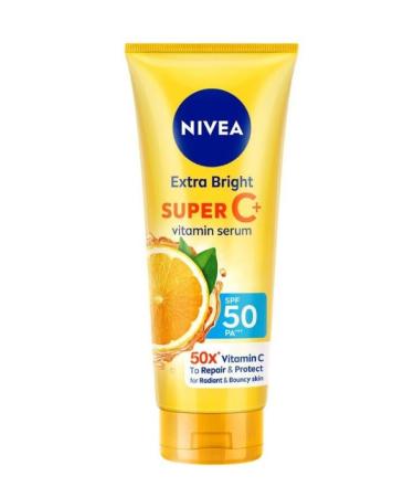 Nivea Extra Bright Super C+ Vitamin Body Serum Sunscreen SPF50+ PA+++ Size 320 ml 10.82 Oz (Pack Of 1)