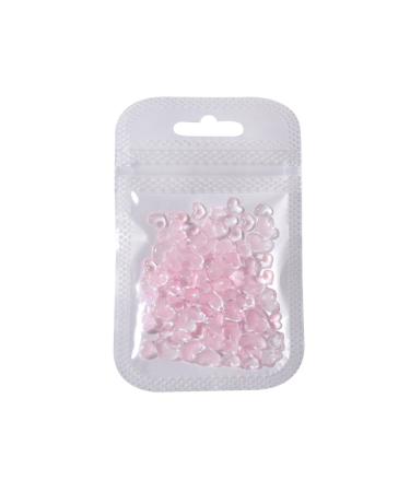 Worparsen Nail Faux Diamond Resin Mother of Pearl Heart Shaped Manicure Decor DIY Paste Easy Pink
